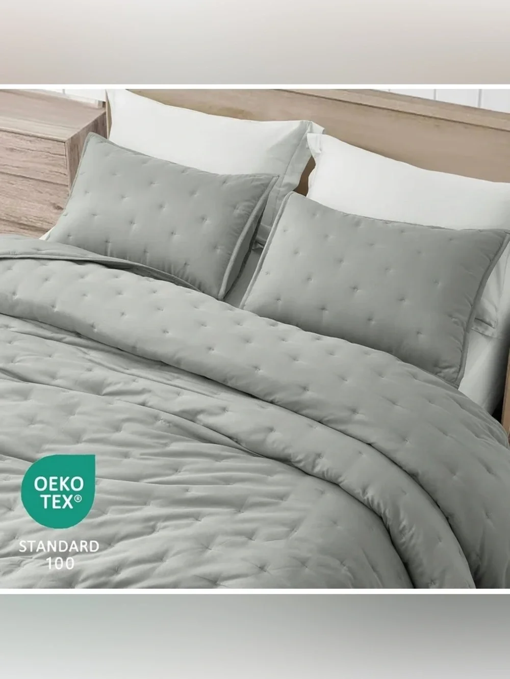 Light Gray Quilted king 3 piece quilt - Soft Bedspread